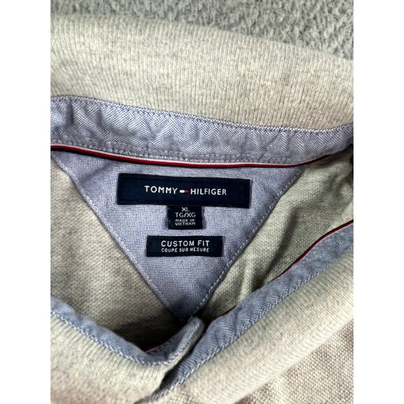 Tommy Hilfiger Polo Shirt Mens XL Gray Custom Fit Preppy 2-Button Golf Americana - Picture 2 of 9